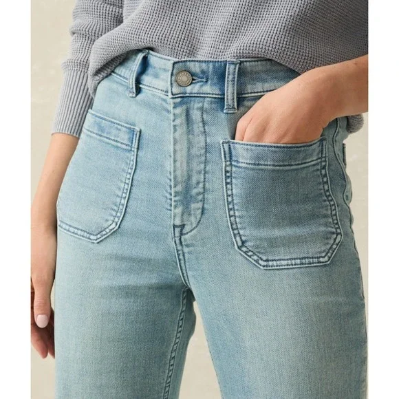 Faherty Brand Jeans Wide Leg Light Wash Denim Pants Women Size 29 - Picture 1 of 13